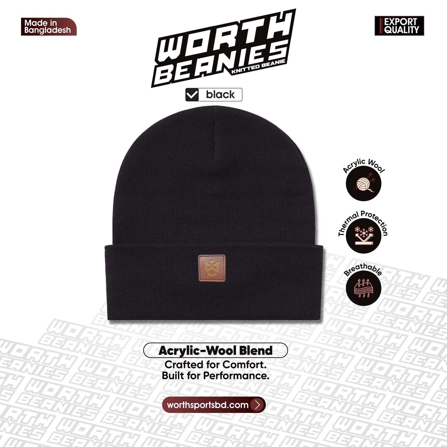 WORTH Beanies  Jet Black