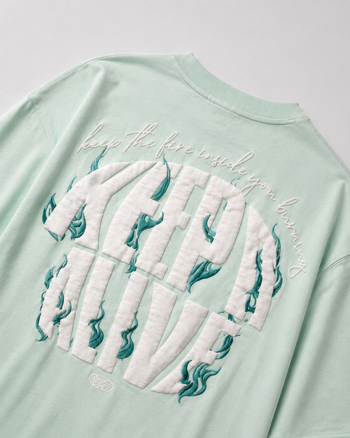 Reborn Sea Foam Green Oversized Graphic T-Shirt | WORTH WORLDWIDE