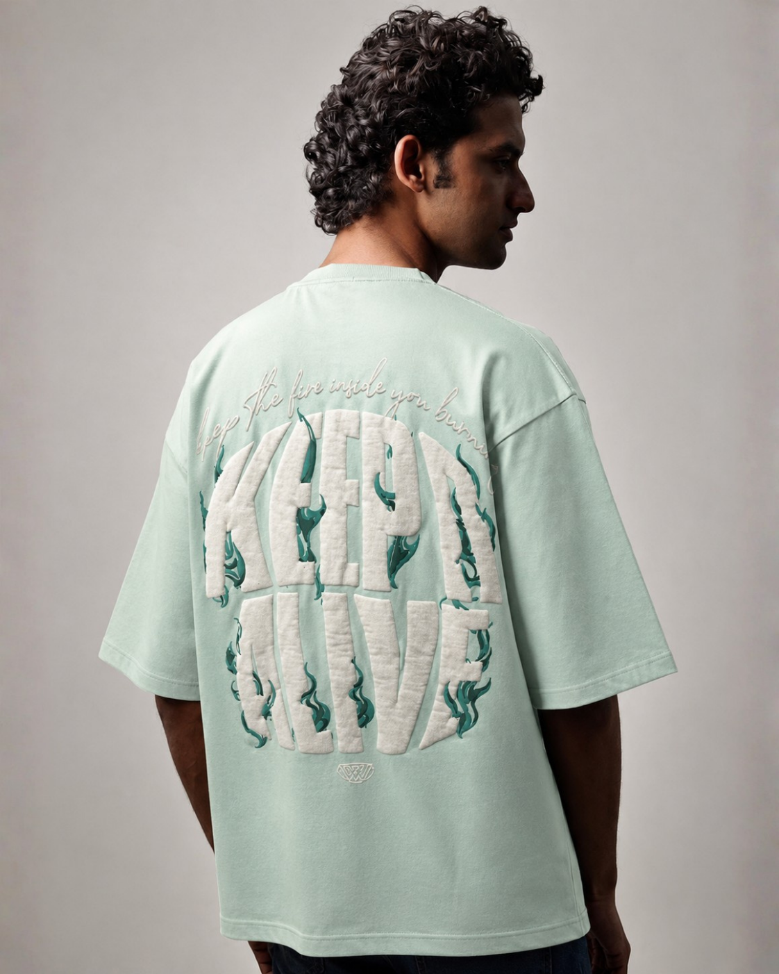 Reborn Sea Foam Green Oversized Graphic T-Shirt | WORTH WORLDWIDE