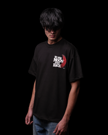 WORTH WORLDWIDE To The Moon & Back Black drop shoulder oversized t-shirt for premium streetwear