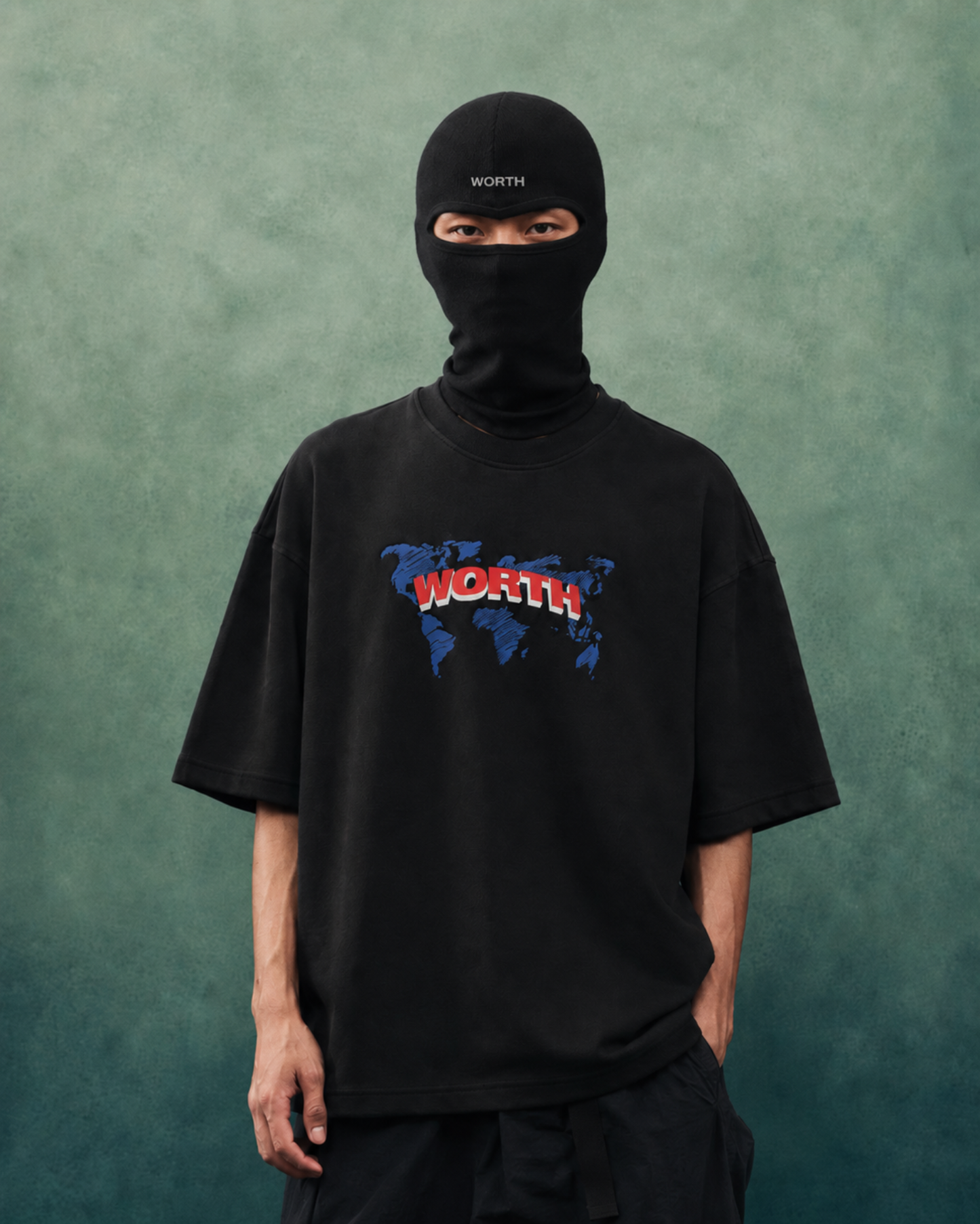 WORTH WORLDWIDE World Wide Black drop shoulder oversized t-shirt for premium streetwear