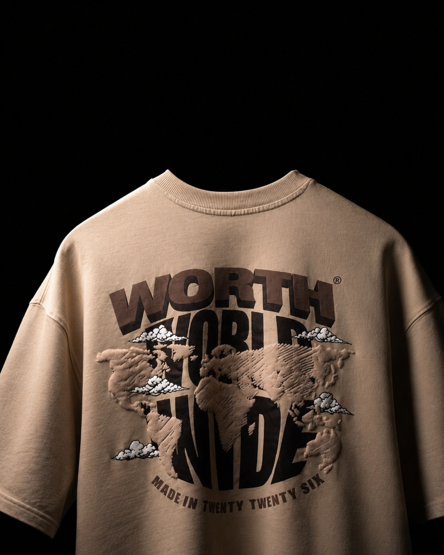 WORTH WORLDWIDE World Wide Khaki drop shoulder oversized t-shirt for premium streetwear