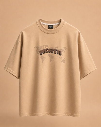WORTH WORLDWIDE World Wide Khaki drop shoulder oversized t-shirt for premium streetwear