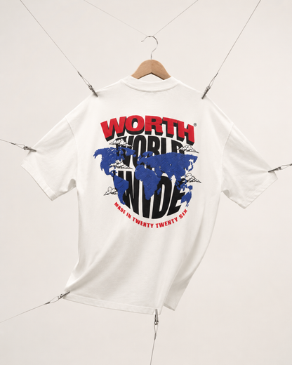 WORTH WORLDWIDE World Wide White drop shoulder oversized t-shirt for premium streetwear