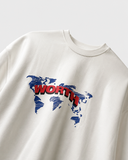 WORTH WORLDWIDE World Wide White drop shoulder oversized t-shirt for premium streetwear