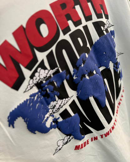 WORTH WORLDWIDE World Wide White drop shoulder oversized t-shirt for premium streetwear