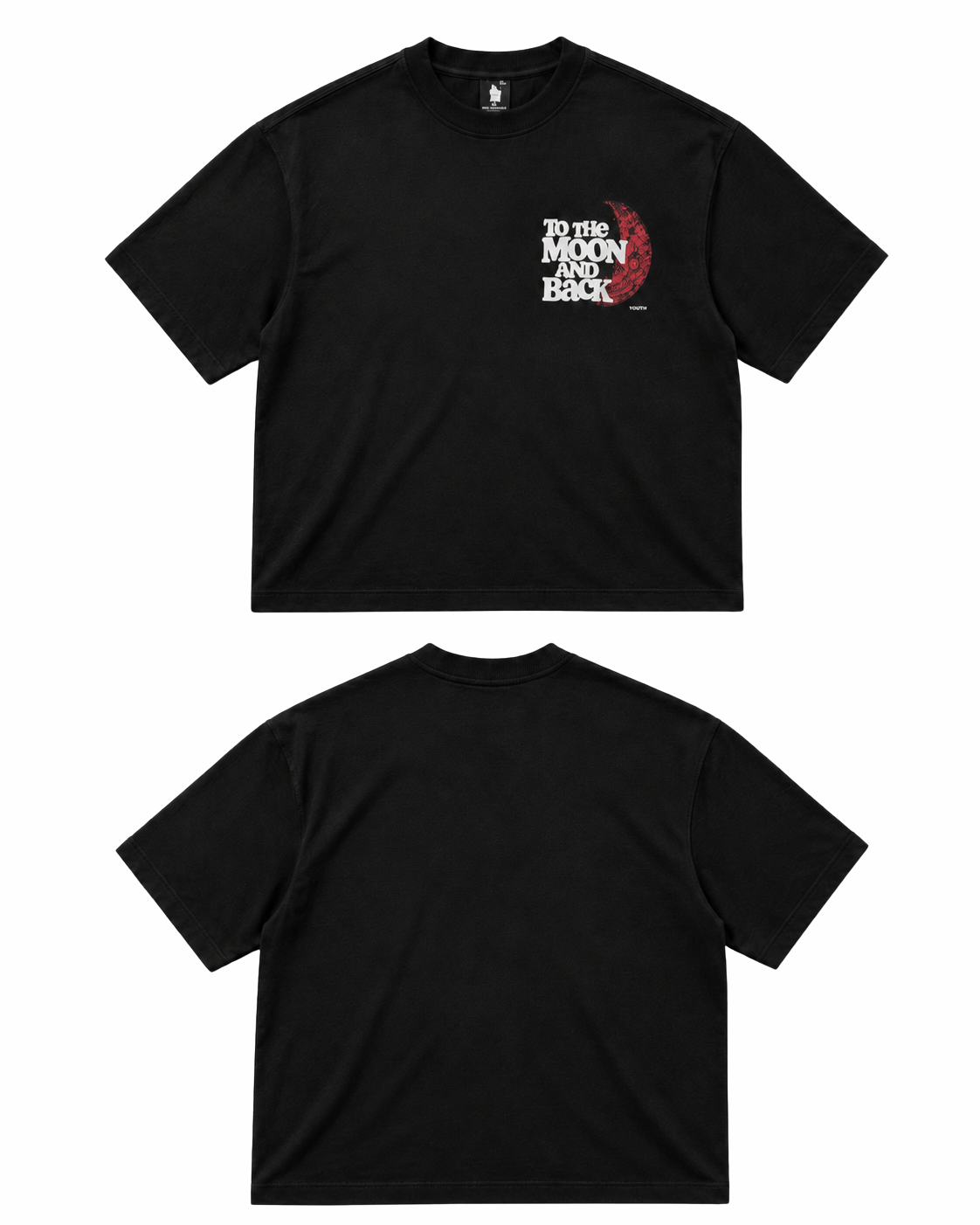 To The Moon & Back Black Oversized Graphic T-Shirt