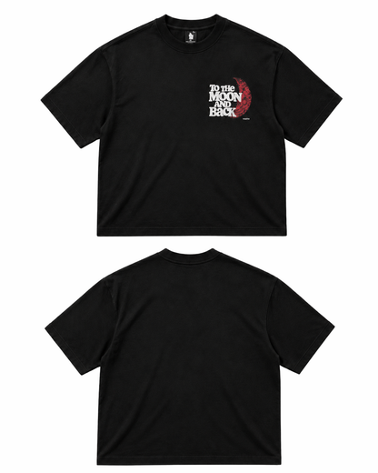 To The Moon & Back Black Oversized Graphic T-Shirt