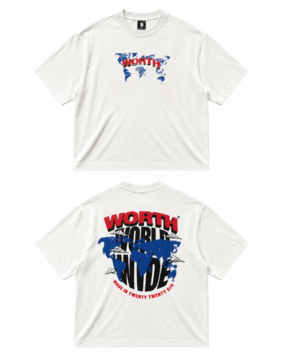 World Wide White Oversized Graphic T-Shirt