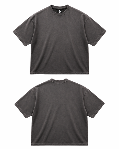 Dark Grey Solid Drop Shoulder Oversized T-Shirt