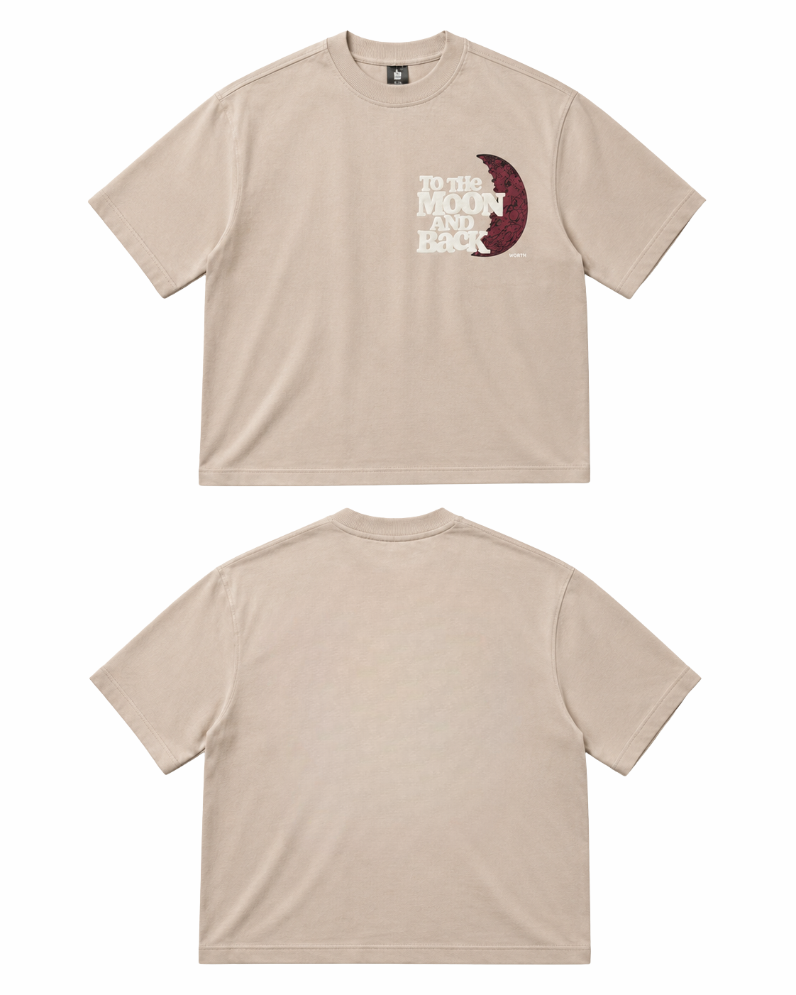 To The Moon & Back Beige Oversized Graphic T-Shirt