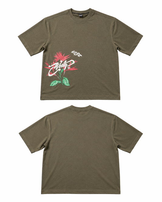 Lotus 1037 Olive Oversized Graphic T-Shirt